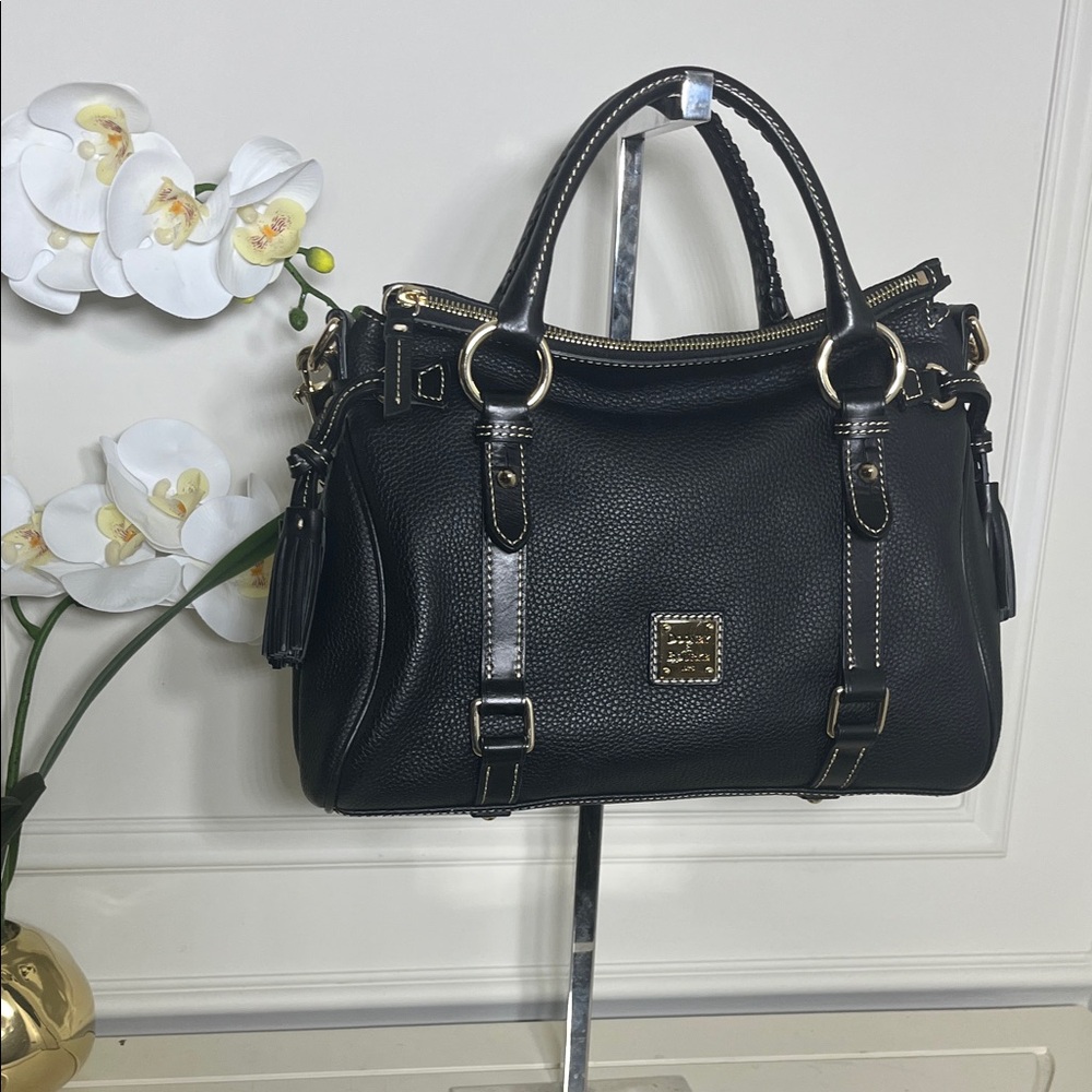 Dooney & Bourke Black Satchel with Gold Accents